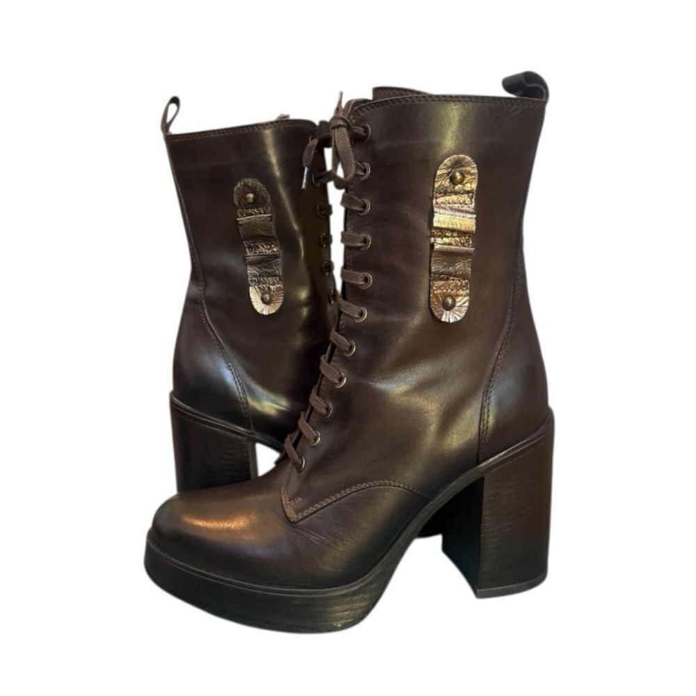 Emanuel Crasto leather platform combat boots — made in Italy Size 8